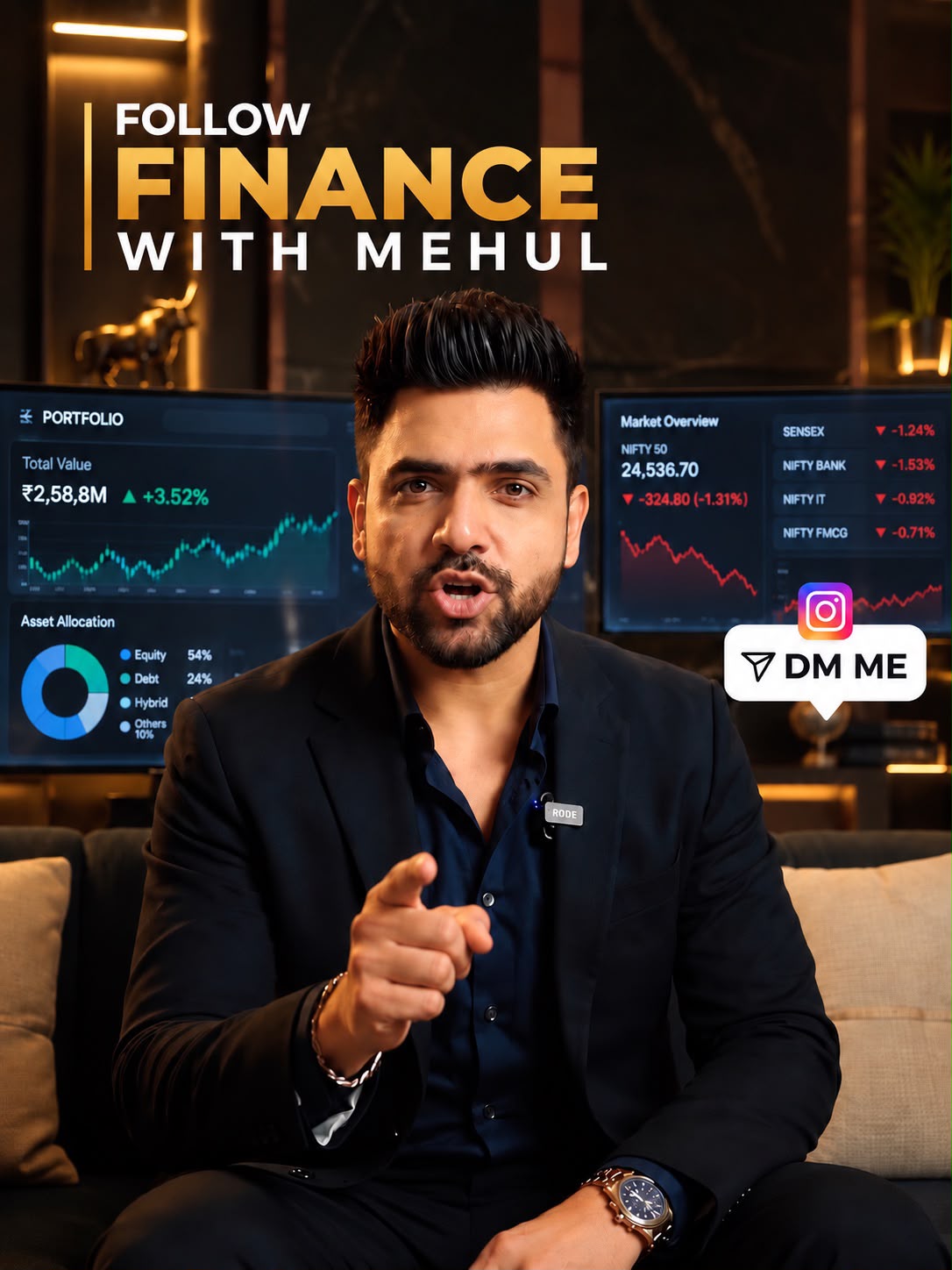 Follow Finance with Mehul social media creative